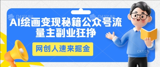 AI绘画变现秘籍：公众号流量主副业狂挣，网创人速来掘金-得宝资源站