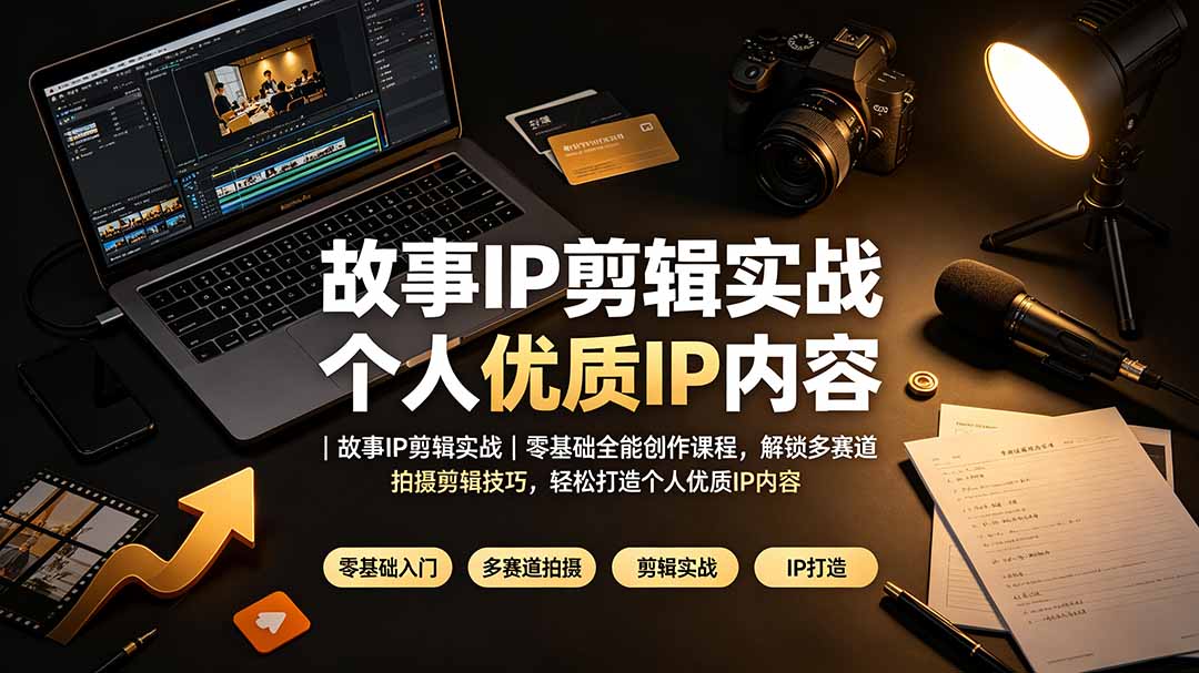 故事IP剪辑实战｜零基础全能创作课程，解锁多赛道拍摄剪辑技巧，轻松打造个人优质IP内容-得宝资源站