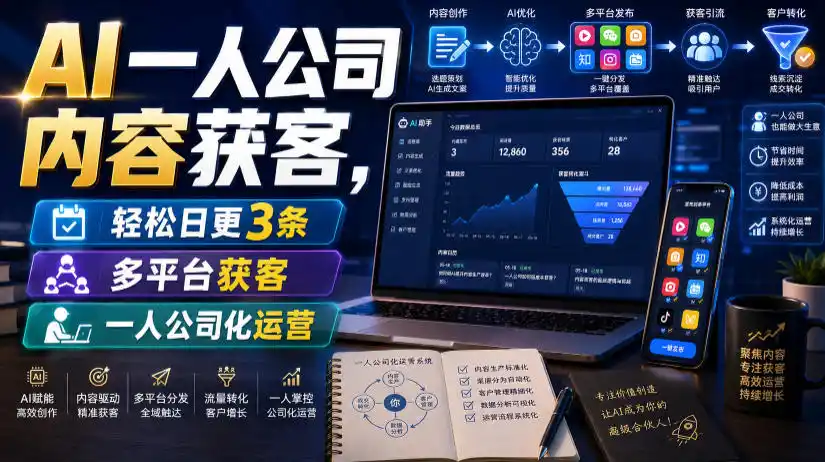 AI一人公司内容获客，轻松日更3条，多平台获客，一人公司化运营(更新0827)-得宝资源站