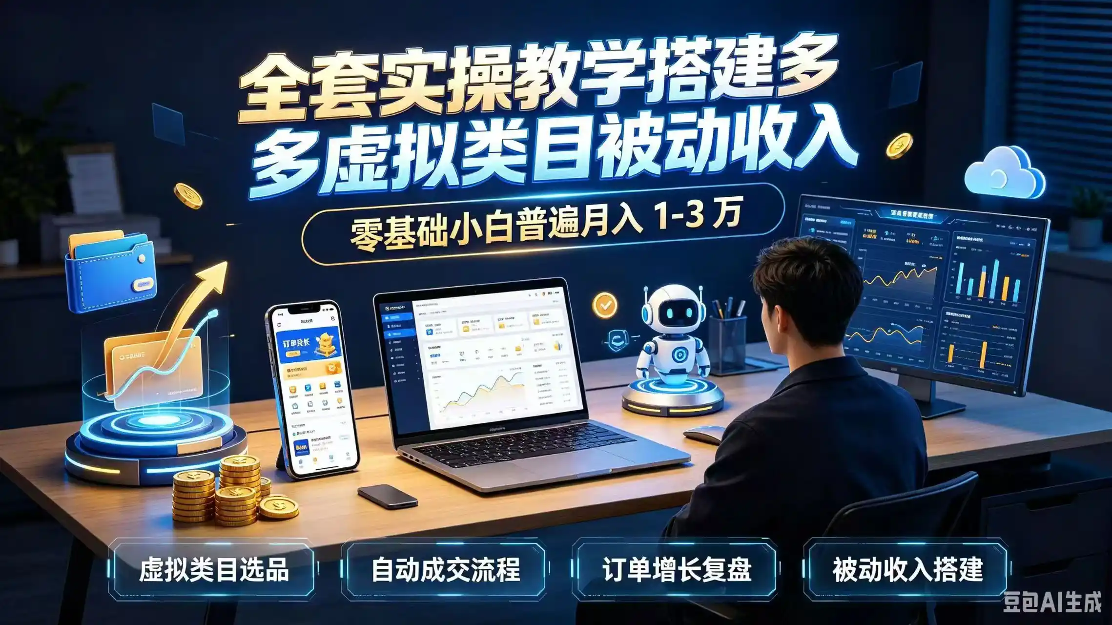 全套实操教学搭建多多虚拟类目被动收入，零基础小白普遍月入 1-3 万-得宝资源站