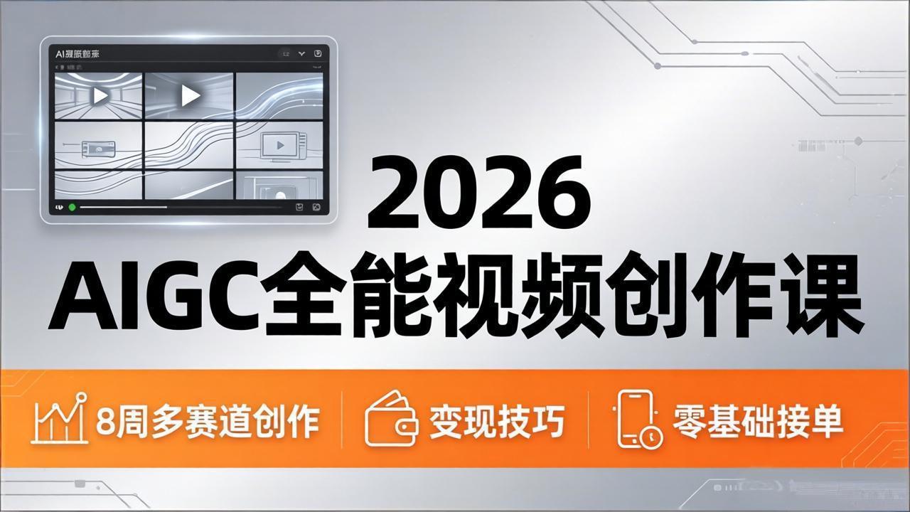 2026AIGC全能视频创作课，8周吃透多赛道创作+变现，零基础也能高效出片接单-得宝资源站