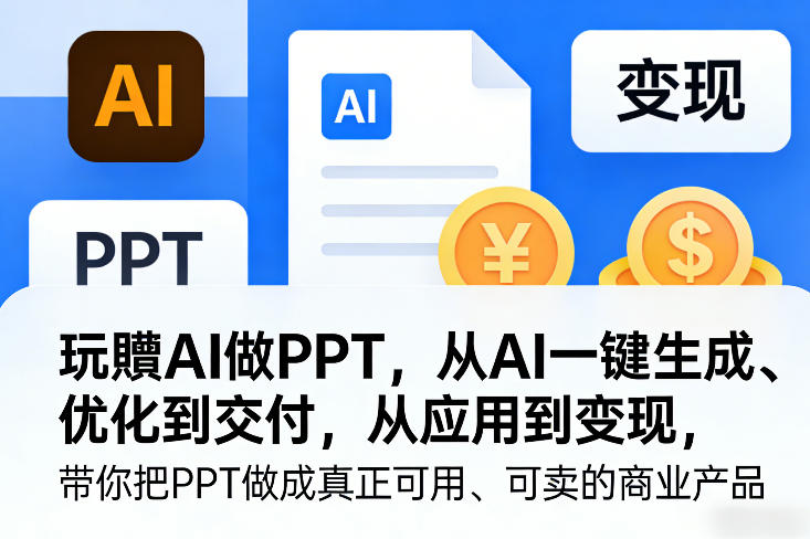 玩賺AI做PPT，从AI一键生成、优化到交付，从应用到变现，带你把PPT做成真正可用、可卖的商业产品(更新0513)-得宝资源站