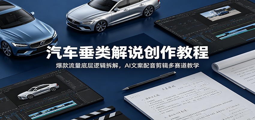 汽车垂类解说创作教程：爆款流量底层逻辑拆解，AI文案配音剪辑多赛道教学-得宝资源站