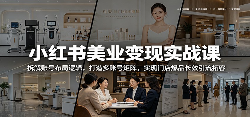 小红书美业变现实战课：拆解账号布局逻辑，打造多账号矩阵，实现门店爆品长效引流拓客-得宝资源站
