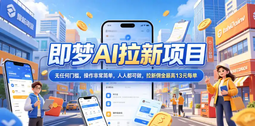 2026年即梦AI拉新项目最新玩法，无任何门槛，操作非常简单，人人都可做，拉新佣金最高13米每单(更新08月07日)-得宝资源站