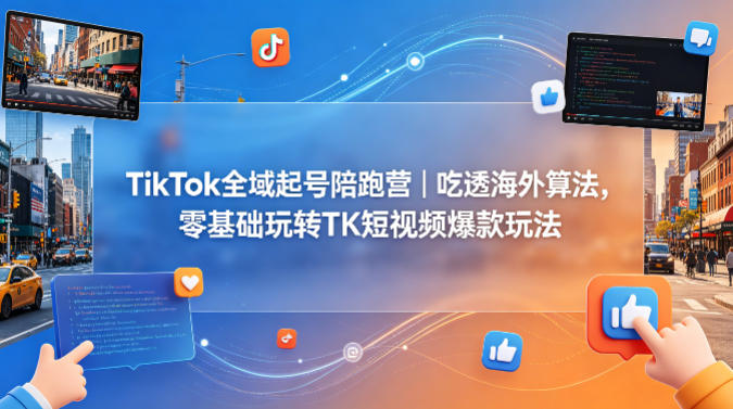 TikTok全域起号陪跑营｜吃透海外算法，零基础玩转TK短视频爆款玩法-得宝资源站