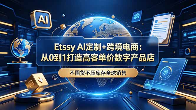 Etsy AI定制+跨境电商：从0到1打造高客单价数字产品店，不囤货不压库存全球销售-得宝资源站