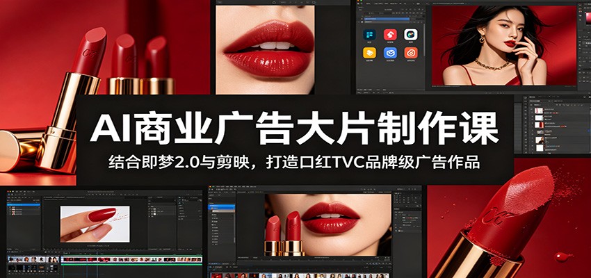 AI商业广告大片制作课：结合即梦2.0与剪映，打造口红TVC品牌级广告作品-得宝资源站