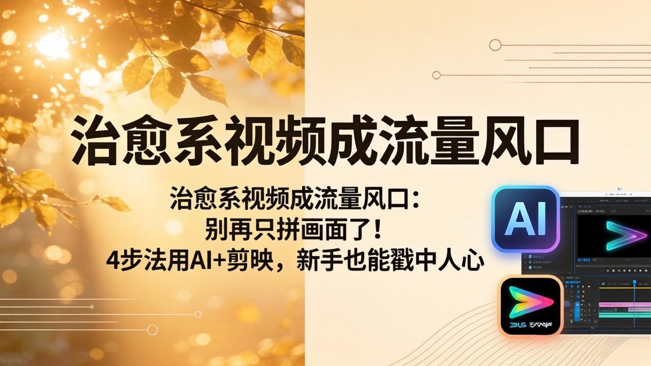 治愈系视频成流量风口：别再只拼画面了！4步法用AI+剪映，新手也能戳中人心-得宝资源站