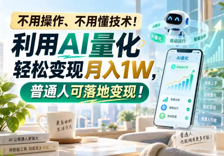 不用操作、不用懂技术！利用AI量化轻松变现月入1W，普通人可落地变现！【揭秘】-得宝资源站