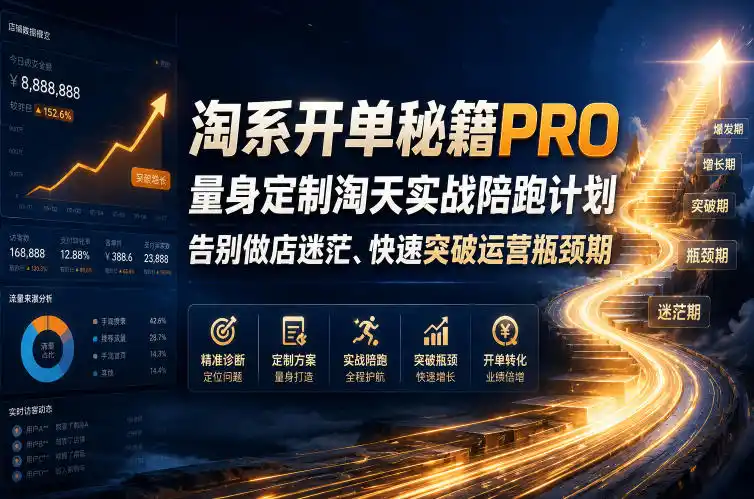 淘系开单秘籍PRO，量身定制淘天实战陪跑计划，告别做店迷茫、快速突破运营瓶颈期(更新260823)-得宝资源站