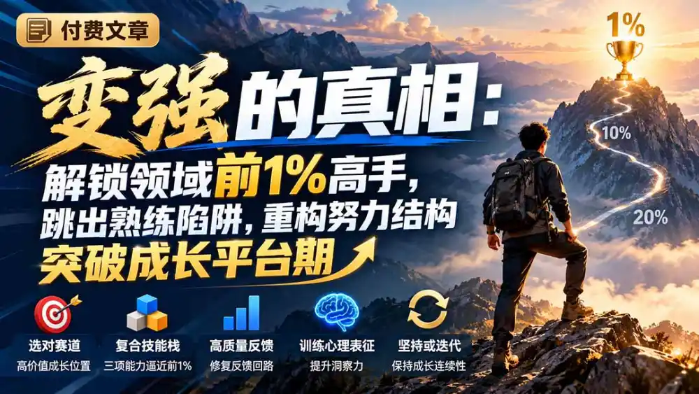 付费文章：变强的真相：解锁领域前1%高手，跳出熟练陷阱，重构努力结构突破成长平台期-得宝资源站