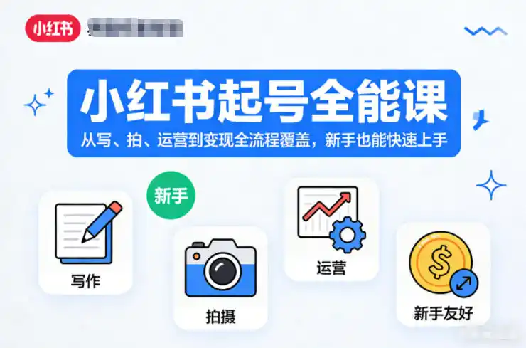 小红书起号全能课，从写、拍、运营到变现全流程覆盖，新手也能快速上手(更新)-得宝资源站