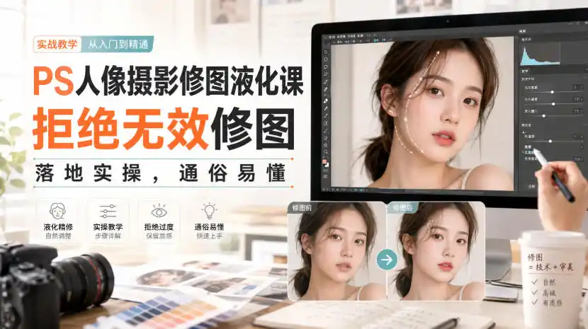 PS人像摄影修图液化课，拒绝无效修图，落地实操，通俗易懂-得宝资源站