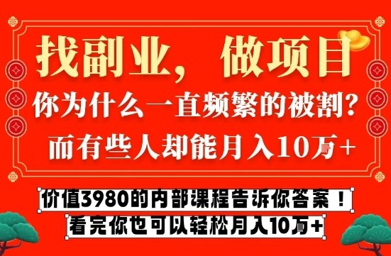 价值3980的网创内部课程，告诉你互联网创业月入10个W的秘密【揭秘】-得宝资源站