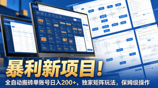 暴利新项目！全自动搬砖单账号日入200+，独家矩阵玩法，保姆级操作【揭秘】-得宝资源站
