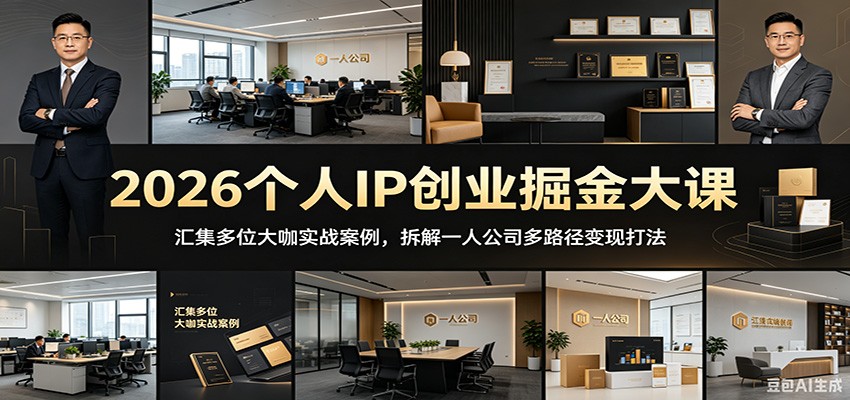 2026个人IP创业掘金大课：汇集多位大咖实战案例，拆解一人公司多路径变现打法-得宝资源站