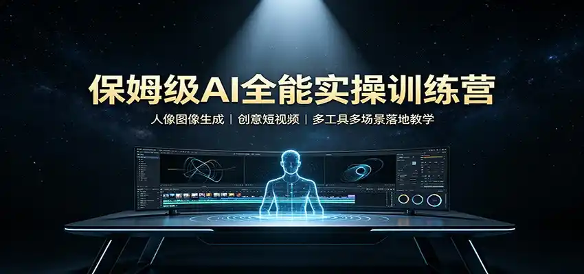 保姆级AI全能实操训练营：人像图像生成，创意短视频，多工具多场景落地教学-得宝资源站