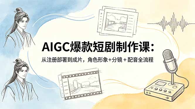 AIGC爆款短剧制作课：从注册部署到成片，角色形象+分镜+配音全流程-得宝资源站