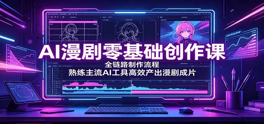AI漫剧零基础创作课：全链路制作流程，熟练主流AI工具高效产出漫剧成片-得宝资源站