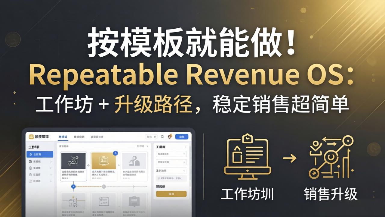 按模板就能做！Repeatable Revenue OS：工作坊 + 升级路径，稳定销售超简单-得宝资源站