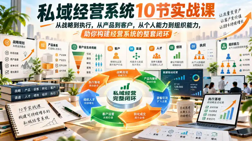私域经营系统10节实战课，从战略到执行，从产品到客户，从个人能力到组织能力，助你构建经营系统的整套闭环-得宝资源站