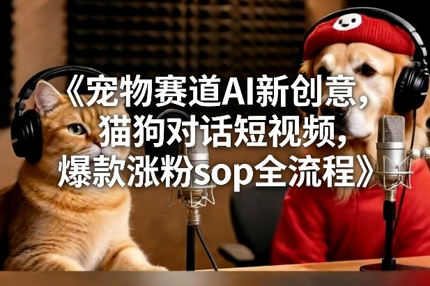 宠物赛道AI新创意，猫狗对话短视频，爆款涨粉sop全流程-得宝资源站