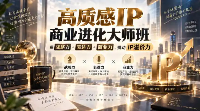 高质感IP商业进化大师班，用战略力+表达力+商业力，撬动IP溢价力-得宝资源站