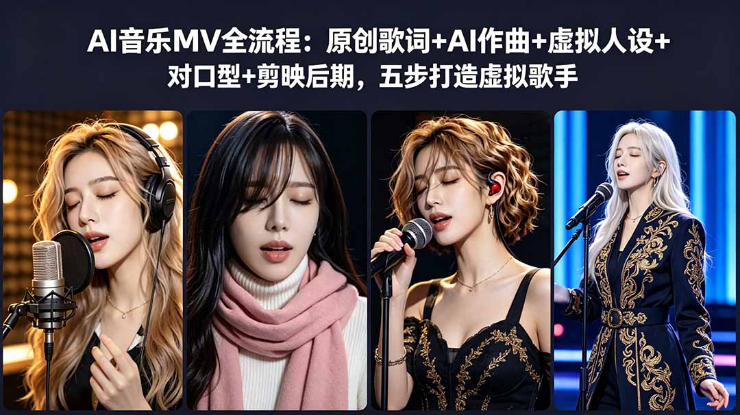 AI音乐MV全流程：原创歌词+AI作曲+虚拟人设+对口型+剪映后期，五步打造虚拟歌手-得宝资源站