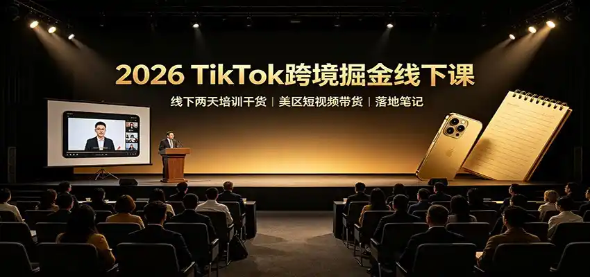 2026 TikTok跨境掘金线下课：线下两天培训干货，美区短视频带货落地笔记-得宝资源站