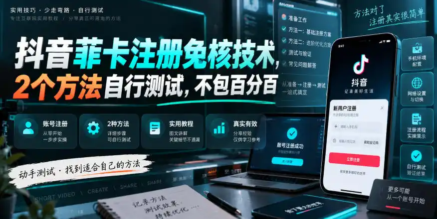 抖音菲卡注册免核技术，2个方法自行测试，不包百分百-得宝资源站