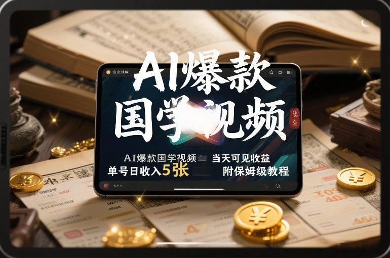 AI爆款国学视频，独家起号方法，小白直接上手，当天可见收益，单号日收入5张+附保姆级教程-得宝资源站