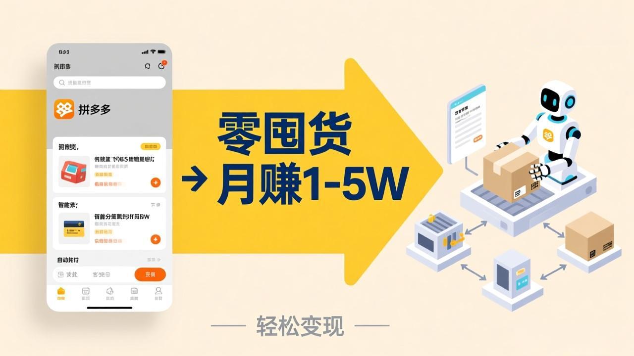 不用囤货不用跑单！拼多多虚拟玩法，机器人管理发货和客服，帮你月赚 1-5W-得宝资源站