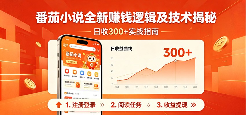番茄小说全新赚钱逻辑及技术日收300+，小白新书皆可做！无脑赚就行了！-得宝资源站