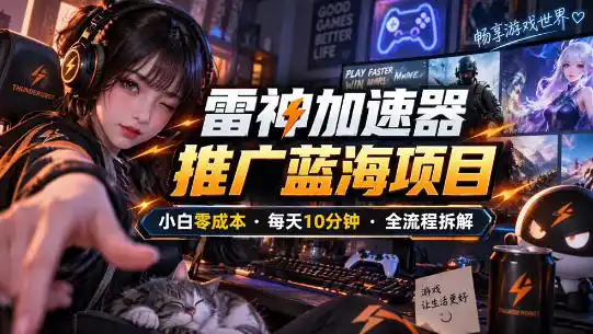 雷神加速器推广5.0实操教程：口令图文玩法全流程拆解(零成本·每天10分钟)-得宝资源站