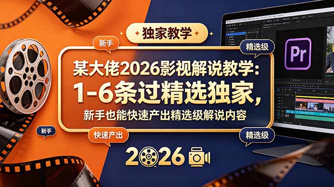 某大佬2026影视解说教学：1-6条过精选独家，新手也能快速产出精选级解说内容-得宝资源站