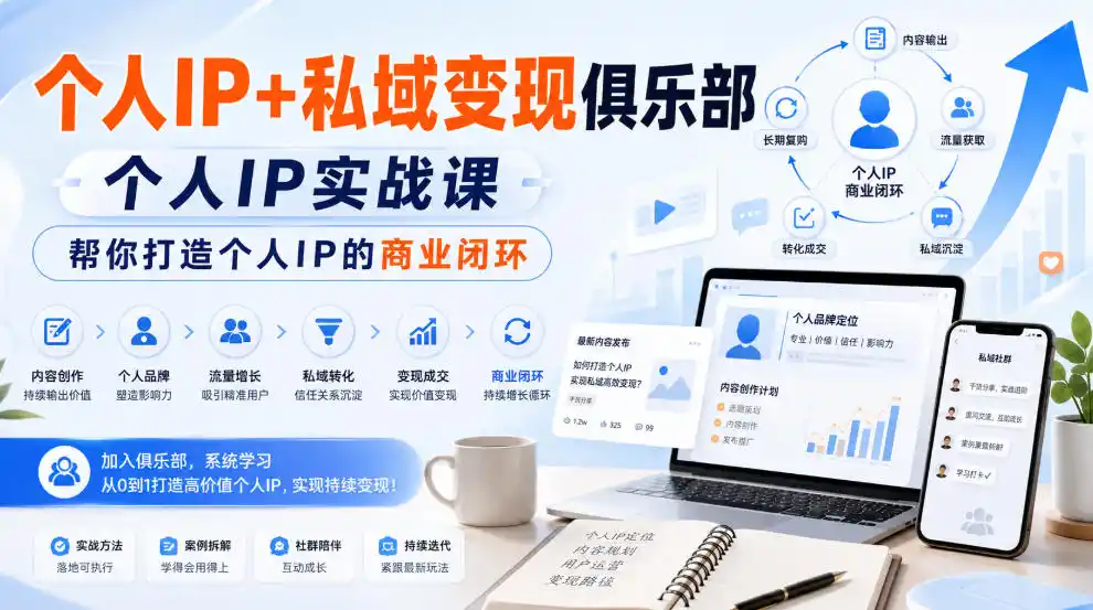 个人IP+私域变现俱乐部，个人IP实战课，帮你打造个人IP的商业闭环-得宝资源站