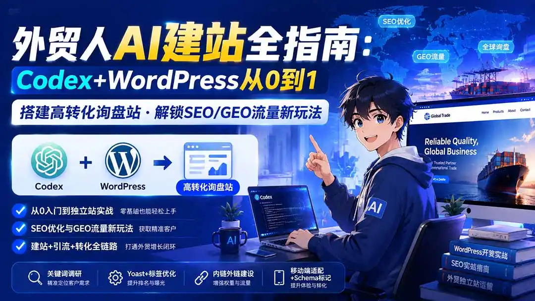 外贸人AI建站全指南：Codex+WordPress从0到1·搭建高转化询盘站·解锁SEO/GEO流量新玩法-更新-得宝资源站