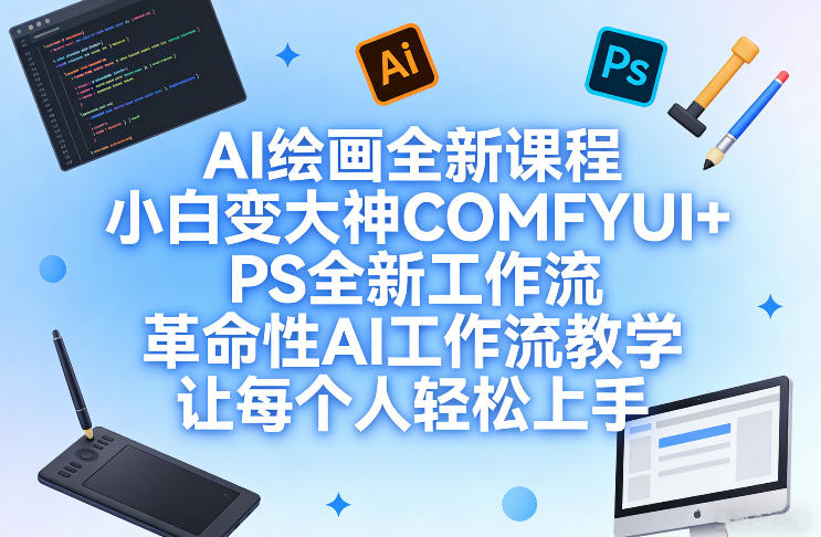 AI绘画全新课程，小白变大神COMFYUI+PS全新工作流，革命性AI工作流教学，让每个人轻松上手-得宝资源站