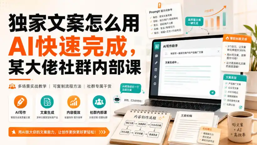 独家文案怎么用AI快速完成，某大佬社群内部课-得宝资源站