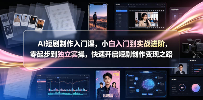 AI短剧制作入门课，小白入门到实战进阶，零起步到独立实操，快速开启短剧创作变现之路-得宝资源站