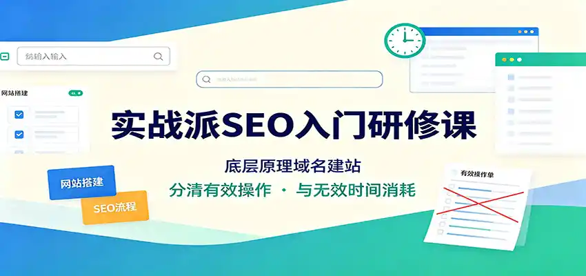 实战派SEO入门研修课：底层原理域名建站，分清有效操作与无效时间消耗-得宝资源站
