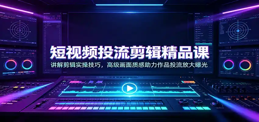 短视频投流剪辑精品课：讲解剪辑实操技巧，高级画面质感助力作品投流放大曝光-得宝资源站