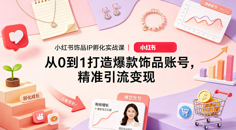 小红书饰品IP孵化实战课｜从0到1打造爆款饰品账号，精准引流变现-得宝资源站