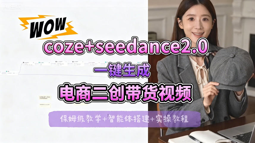 【Coze工作流搭建实操教程】seedance2.0+coze一键生成电商二创带货视频，全流程保姆级教学-得宝资源站