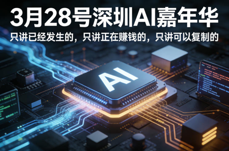 3月28号深圳AI嘉年华，只讲已经发生的，只讲正在賺钱的，只讲可以复制的-得宝资源站