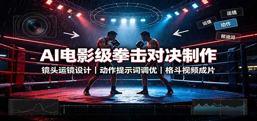 AI电影级拳击对决制作：镜头运镜设计，动作提示词调优，格斗视频成片-得宝资源站