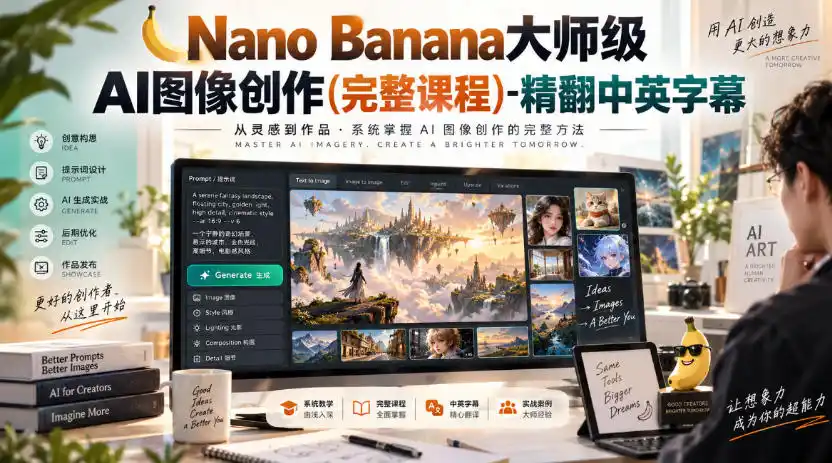 【无水印】Nano Banana大师级AI图像创作(完整课程)-精翻中英字幕-得宝资源站