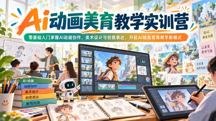 Ai动画美育教学实训营，零基础入门掌握AI动画创作、美术设计与创意表达，开启AI赋能美育教学新模式-得宝资源站