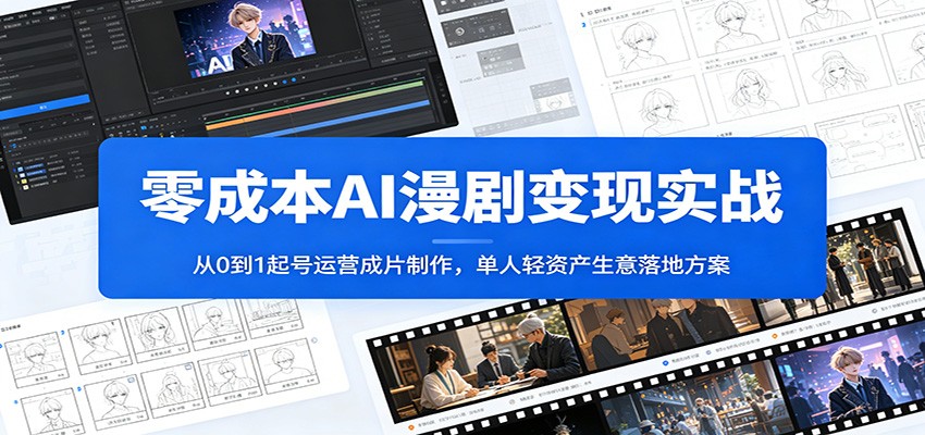 零成本AI漫剧变现实战：从0到1起号运营成片制作，单人轻资产生意落地方案-得宝资源站